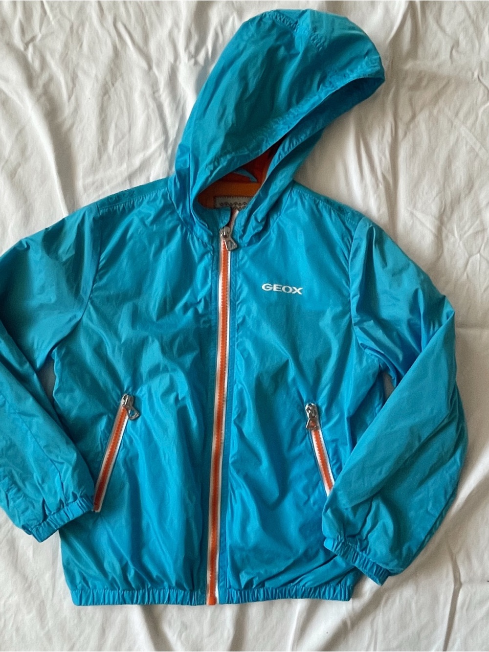 GEOX Jacket Windbreaker Hoodie Hood Blue Full Zip Coat Outdoor Hiking - Picture 14 of 14